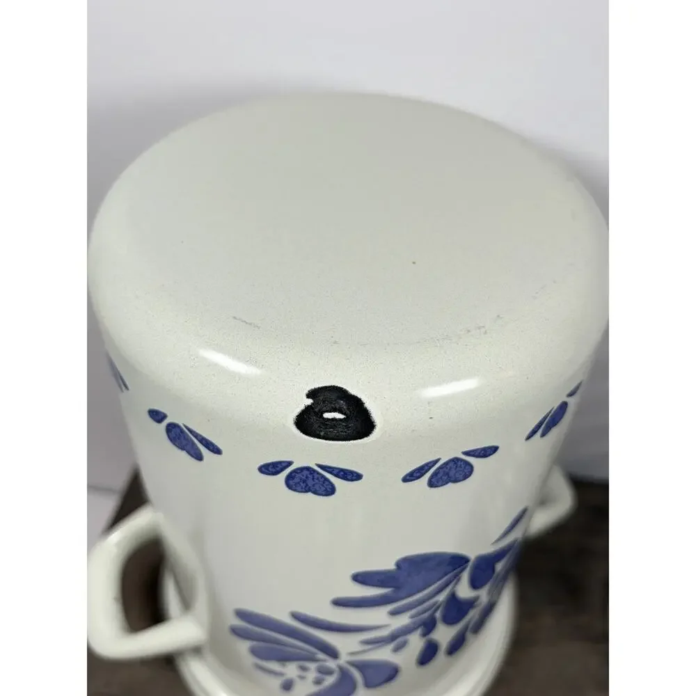 Vintage Pfaltzgraff Yorktowne Enamel Asparagus Pot, Lid, Metal Steamer Pre-Owned